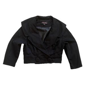 TRASHY DIVA Black Cropped Jacket Size 6 Retro Pin Up Rockabilly 50s Feminine